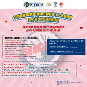 Afiche promocional de la Campaña solidaria: Sonrisas que nos llenan de esperanza